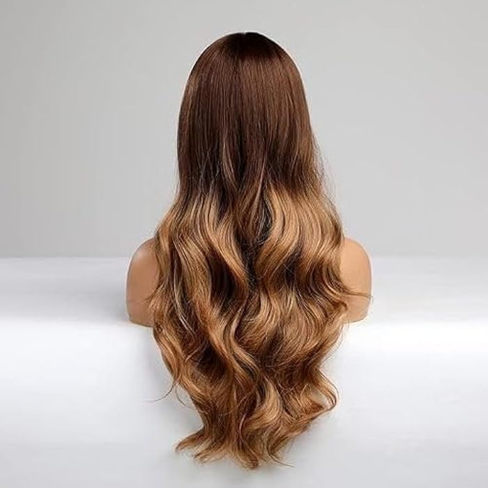 DILLARDS Long Wavy Ombre Brown Wigs Synthetic Hair Wigs For Women Heat Resistant Synthetic Wigs For Women Natural Looking Daily Use - Image 3